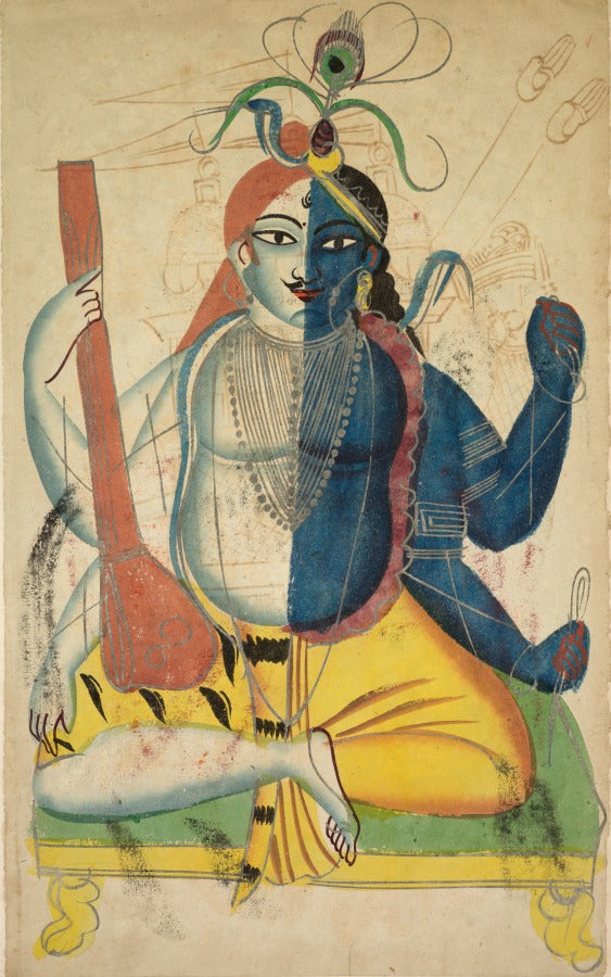Hari-Hara recto, from a Kalighat album by  - Classic Art canvas print