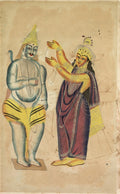 Parvati Placing a Wedding Garland on Shiva recto, from a Kalighat album by  - Classic Art canvas print