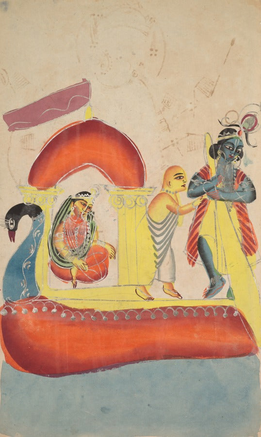 Krishna Ferrying Radha Across the Yamuna River recto by  - Classic Art canvas print