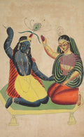 Radha and Krishna verso, from a Kalighat album by  - Classic Art canvas print