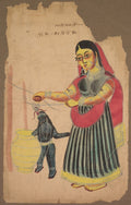 Yasoda with Krishna Churning Butter by  - Classic Art canvas print