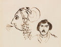 Self-Portrait with Portrait of Delacroix by George Sand (French, 1804–1876) - Classic Painting canvas print
