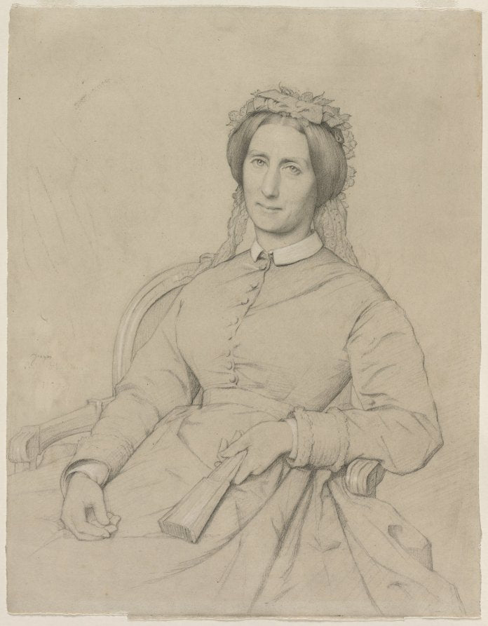 Madame Hippolyte Flandrin Aime Ancelot by Jean-Paul Flandrin (French, 1811–1902) - Classic Painting canvas print