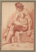 Seated Male Nude by Claude Gillot (French, 1673–1722) - Classic Painting canvas print