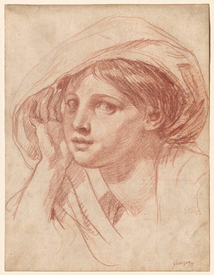 Head of a Young Woman by Jean-Baptiste Greuze (French, 1725–1805) - Classic Painting canvas print