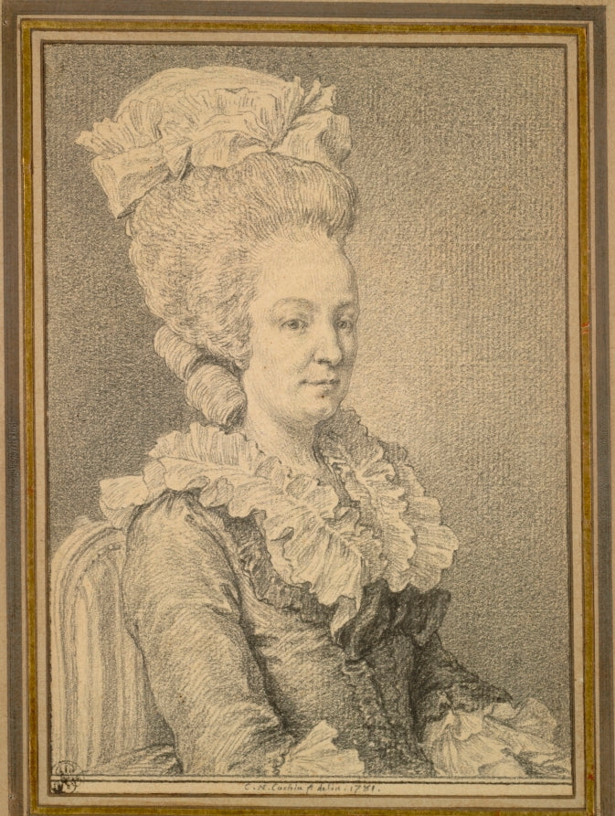 Half-length Portrait of a Seated Woman by Charles-Nicolas Cochin (French, 1715–1790) - Classic Painting canvas print