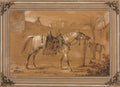Saddled Arabian Horse in Courtyard by Carle Vernet (French, 1758–1836) - Classic Painting canvas print