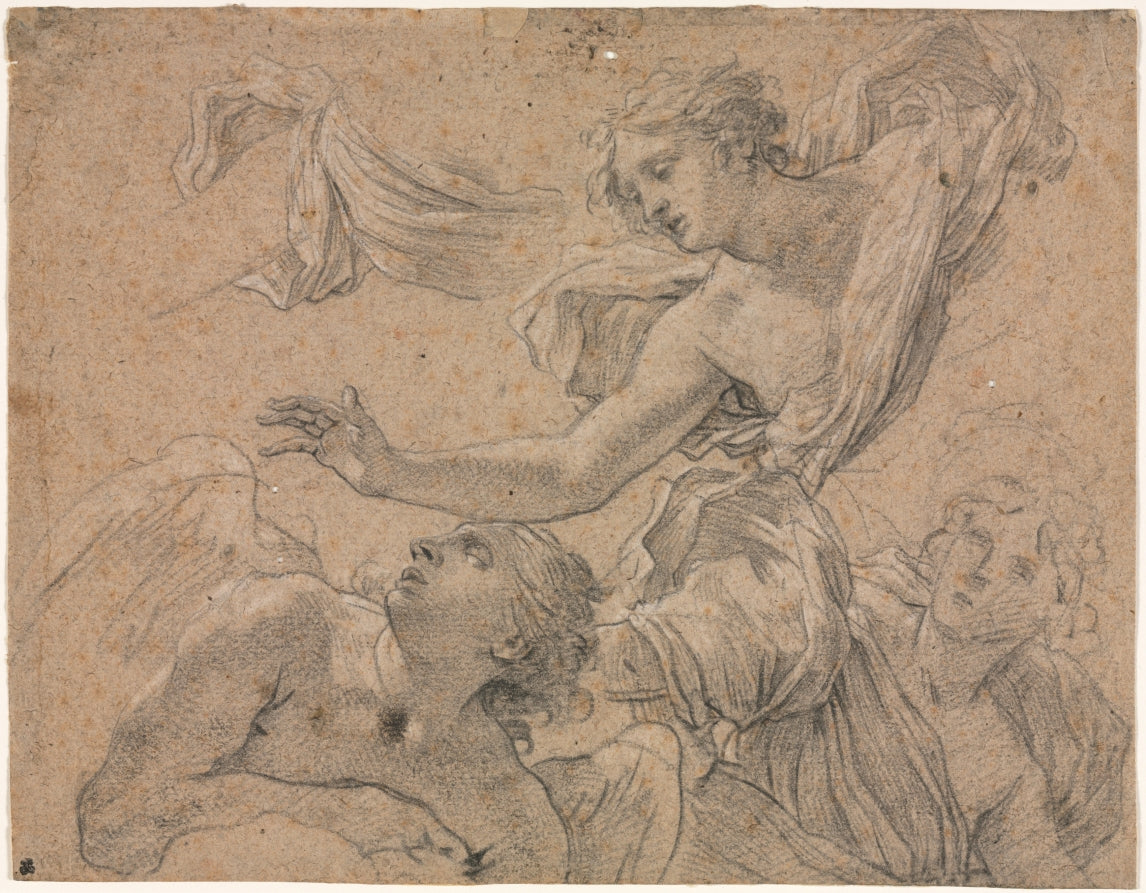 Studies of Angels recto by Michel Dorigny (French, 1617–1665) - Classic Painting canvas print