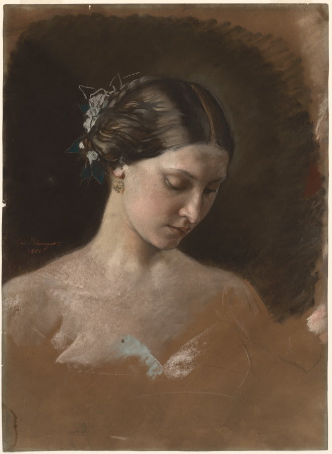 Portrait of a Woman by Jean-Baptiste-Antoine-Emile Béranger (French, 1814–1883) - Classic Painting canvas print