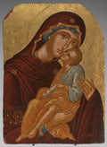 Icon of the Mother of God and Infant Christ Virgin Eleousa by Angelos Akotantos (Cretan, died 1450) - Classic Art canvas print