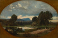 Landscape with Rider on White Horse by Jean Achille Benouville (French, 1815–1891) - Classic Art canvas print
