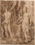 Apollo with Erato and Cupid by Johann Kellerthaler (German, c. 1560/2–1611) - Classic Painting canvas print