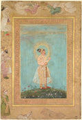 Shah Jahan holding a spinel and a long Deccan sword, from the Late Shah Jahan Album by Hashim (Indian, active 1598-c.1650) - Classic Art canvas print