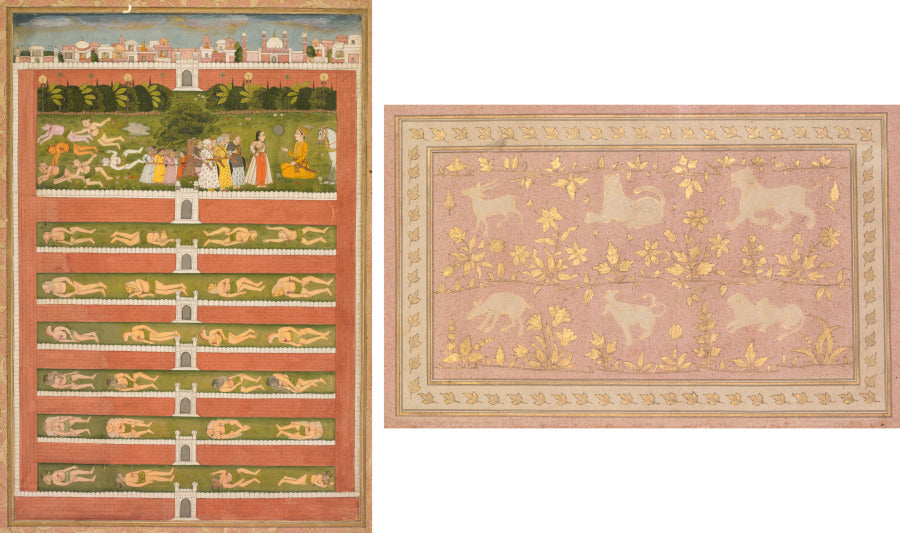 A Princess and Demons before a Nobleman A Leaf from a Poetical Romance Relating to Shah Alam I recto Stenciled Scenes of Lion and Gazelle verso by  - Classic Art canvas print