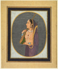 Court lady singing and playing the vina recto by Muhammad Rizavi Hindi (Indian, active mid-1700s) - Classic Art canvas print