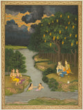 Women Enjoying the River at the Forests Edge recto by Hunhar II (Indian, active mid-1700s) - Classic Art canvas print