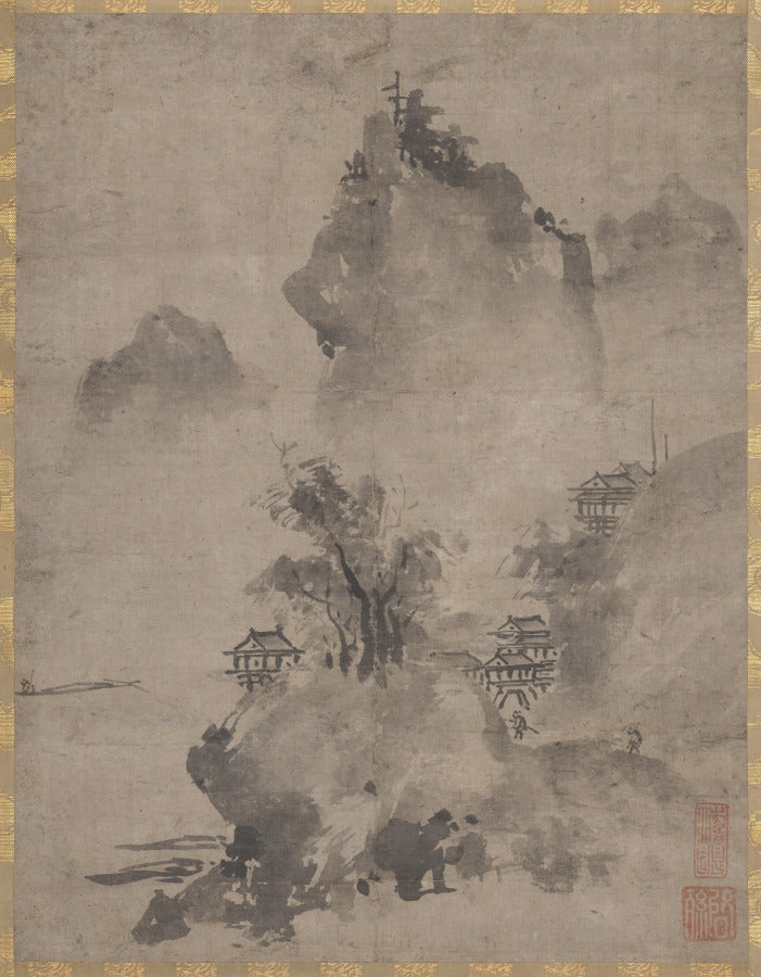 Coastal Landscape in the Haboku Style by Keison (Japanese, active late 15th to early 16th century) - Classic Art canvas print