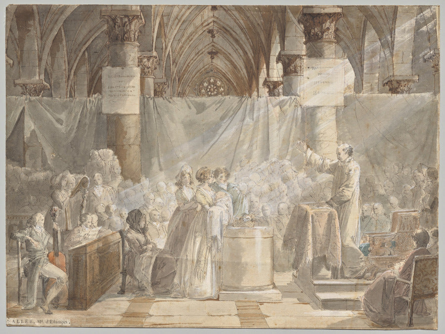 A Christening in Revolutionary France by Jean-Baptiste Mallet (French, 1759–1835) - Classic Painting canvas print