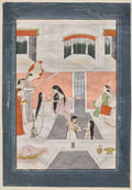 Palace women enjoy music by the side of a cascade by  - Classic Art canvas print