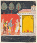 Rama, Sita, and Lakshmana visit the hermitage of the sage Bharadvaja at Prayaga, from Chapter 48 of the Ayodhya Kanda Book of Ayodhya of a Ramayana Ramas Journey by  - Classic Art canvas print