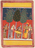 Women Play Music for Radha and Krishna Chitrini Nayika, from a Rasikapriya by  - Classic Art canvas print