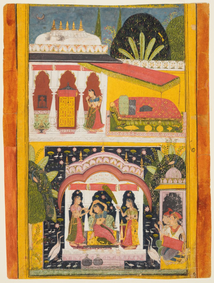 A Royal Woman in a Pavilion Desavarari Ragini of Dipak, from a Ragamala by  - Classic Art canvas print