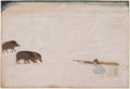 Raja Ram Chand of Amber r. 166788 Hunting Wild Boar by  - Classic Art canvas print