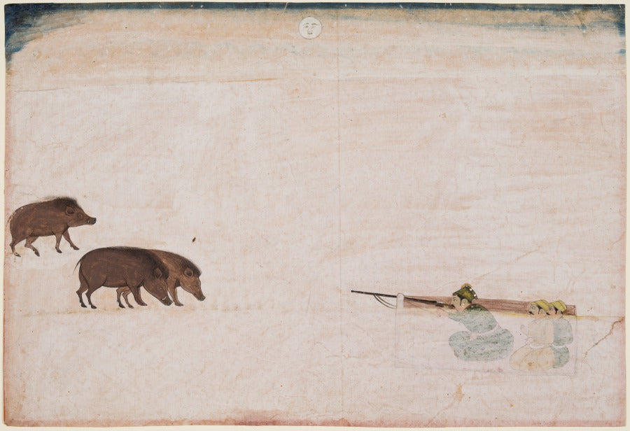 Raja Ram Chand of Amber r. 166788 Hunting Wild Boar by  - Classic Art canvas print