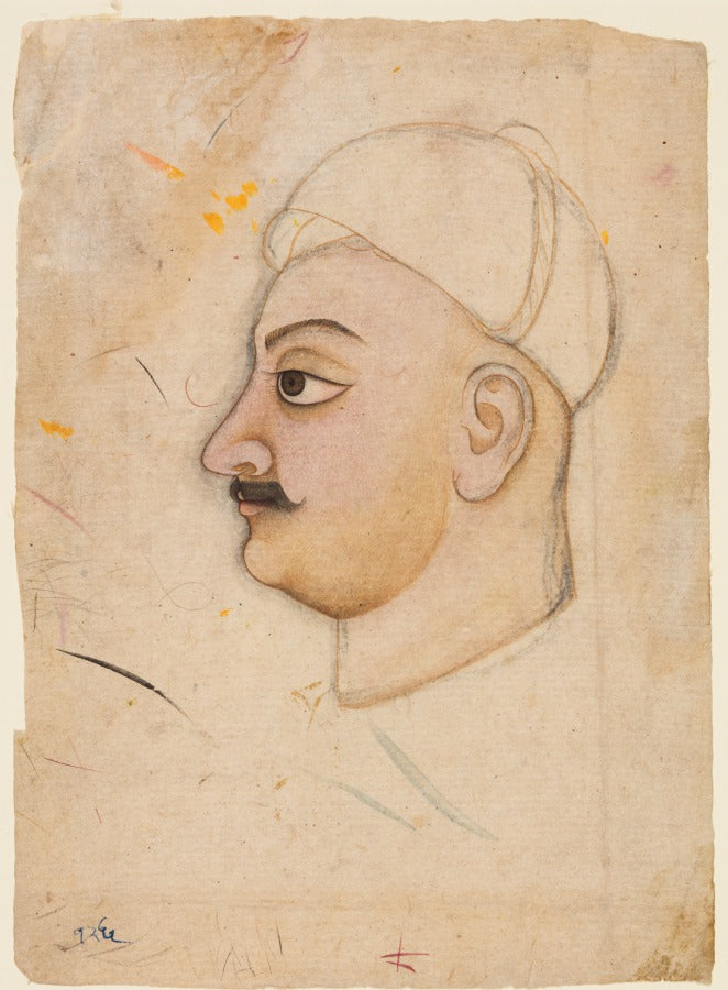 Drawing of a Mans Head with an Unusual Turban by  - Classic Art canvas print