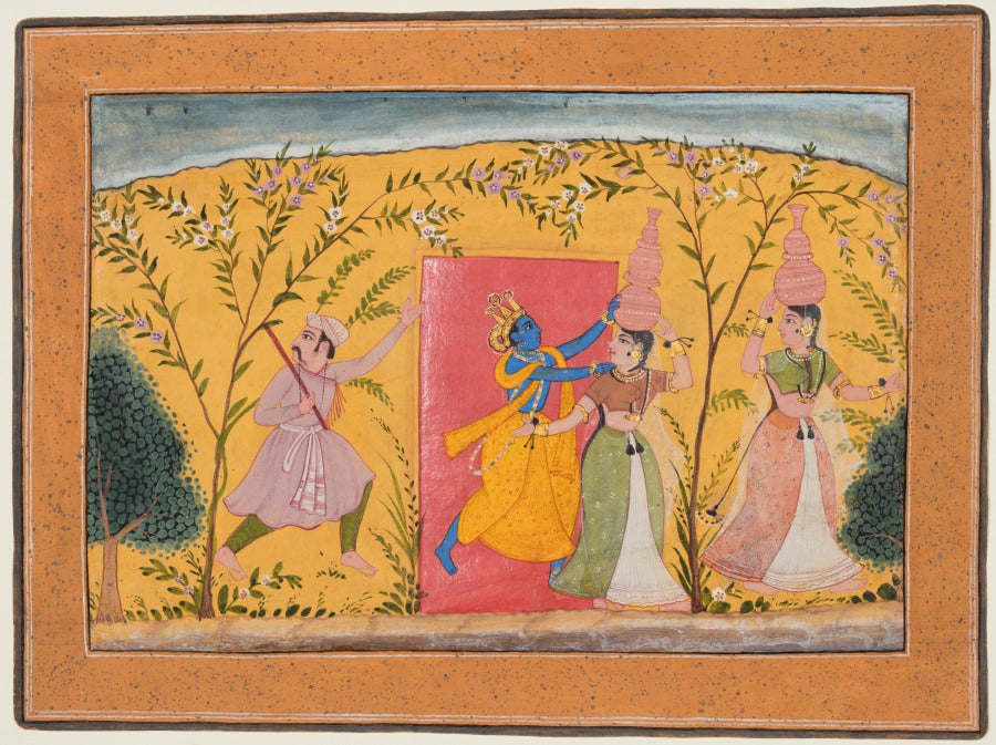 Krishna Exacts a Toll from the Milkmaids Dana-Lila, from a Bhagavata Purana by  - Classic Art canvas print