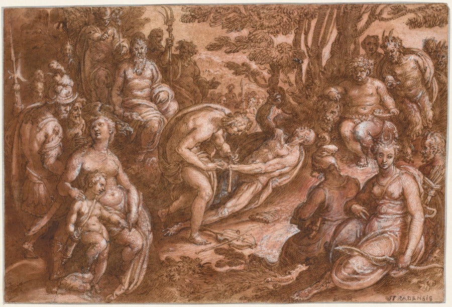The Flaying of Marsyas by Jan van der Straet, called Johannes Stradanus (Netherlandish, active Italy, 1523–1605) - Classic Painting canvas print
