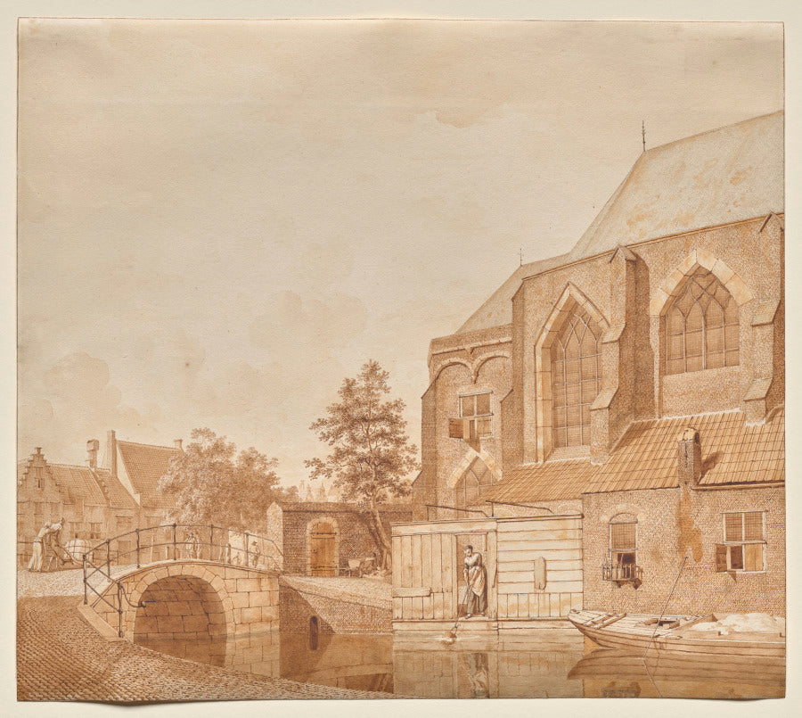 A View of the Nieuwe Kerk, Delft by Johannes Huibert Prins (Dutch, 1757–1806) - Classic Art canvas print