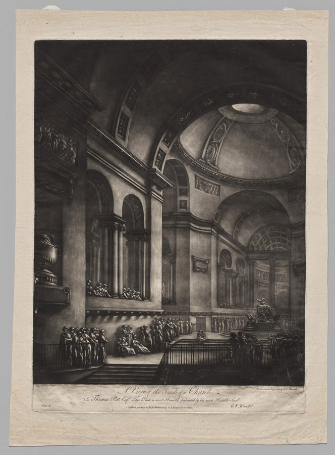 A View of the Inside of a Church by Georges Francois Blondel (French, 1730–1800) - Classic Painting canvas print