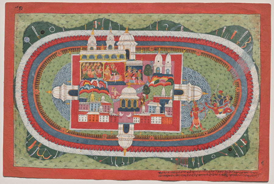 Krishna and Satyabhama Storm the Citadel of Naraka, folio 97 from a Bhagavata Purana by  - Classic Art canvas print