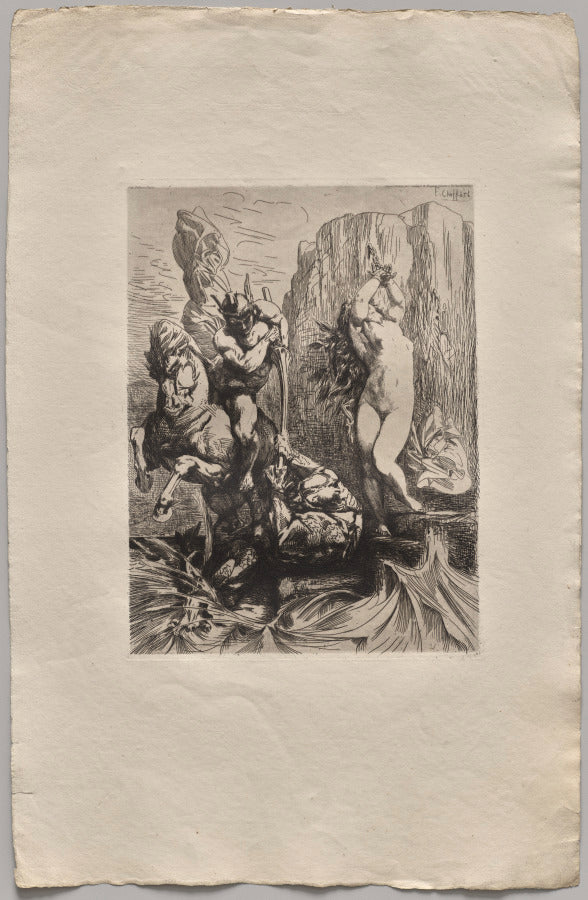 Perseus and Andromeda by Nicolas-François Chifflart (French, 1825–1901) - Classic Painting canvas print