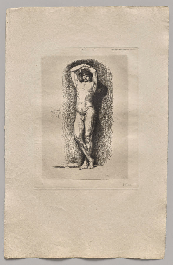 Male Acadmie by Nicolas-François Chifflart (French, 1825–1901) - Classic Painting canvas print