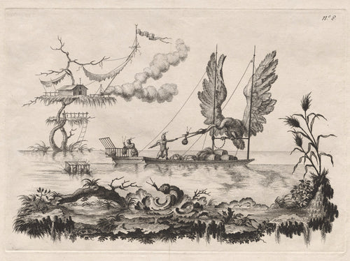 A Boat That Has for Sails the Wings of a Huge Bird by Filippo Morghen (Italian, 1730–after 1807) - Classic Painting canvas print