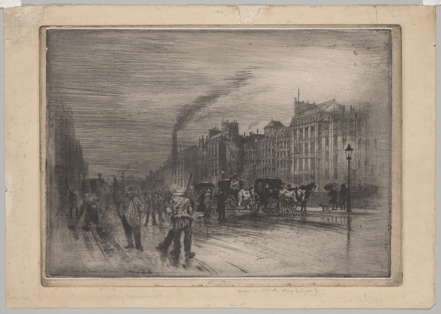 Winter Morning on the Quays by Félix Hilaire Buhot (French, 1847–1898) - Classic Painting canvas print