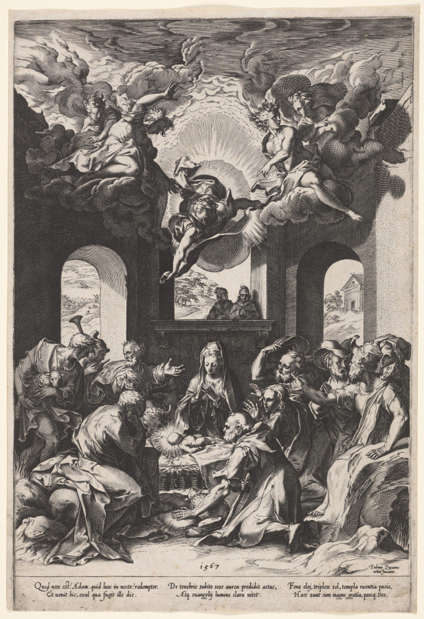 Adoration of the Shepherds by Cornelis Cort (Dutch, 1533–1578) - Classic Art canvas print