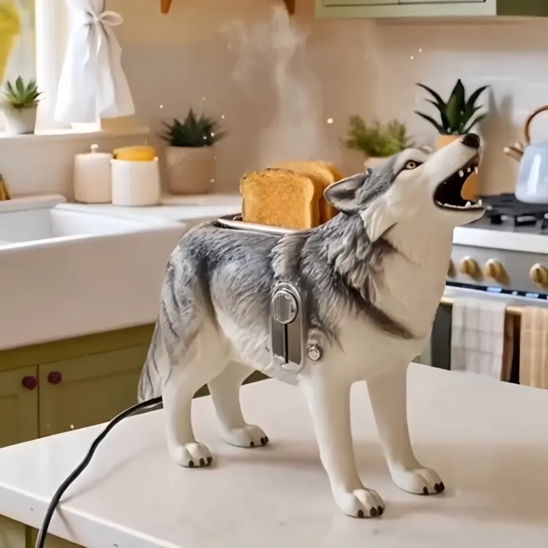 Adorable Animal 2-Slice Toaster | Fun & Functional Novelty Kitchen Appliances-Wolf Toaster