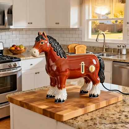 Creative 2-Slice Toaster | Horse Design Cute Aesthetic Kitchen Appliance for Cozy Breakfast & Unique Home Decor
