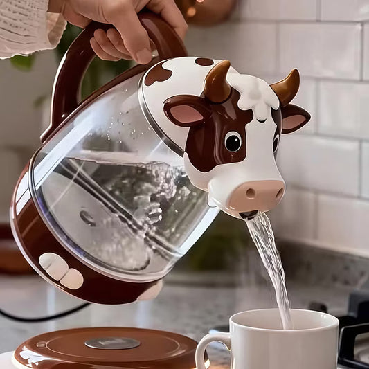 Aesthetic Pet Series Electric Kettle - 1.7L Premium Glass Kettle with Smart LED Atmosphere Temperature Ring-Cow