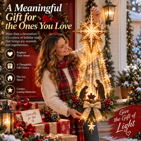 ✨Last Day 49% OFF✨✝️ Bethlehem Star of Faith – Lighted Nativity Wall Decor