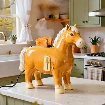 Creative 2-Slice Toaster | Horse Design Cute Aesthetic Kitchen Appliance for Cozy Breakfast & Unique Home Decor