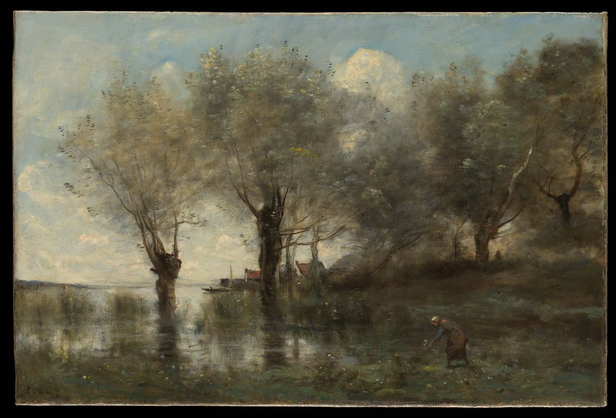 A Pond in Picardy by Camille Corot - Realist canvas print