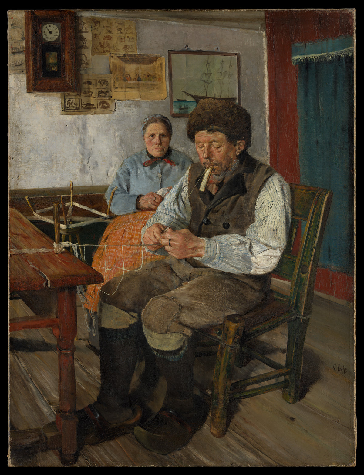 The Net Mender Garnbinderen by Christian Krohg - Oil Painting canvas print