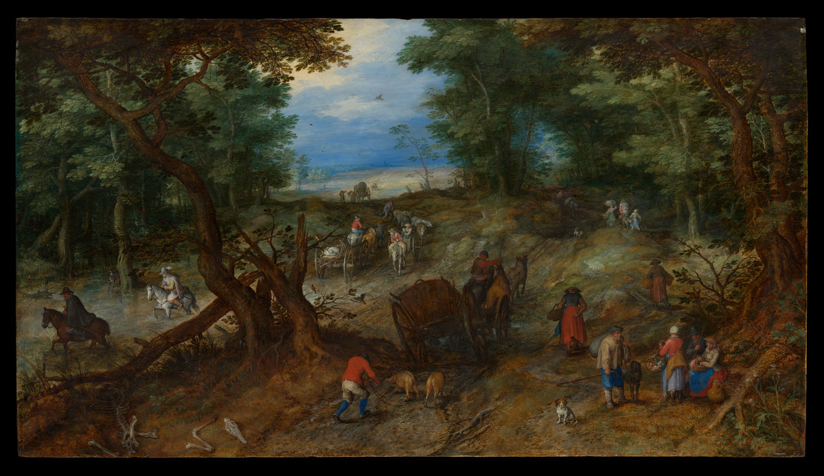 A Woodland Road with Travelers by Jan Brueghel the Elder - Classic Art canvas print