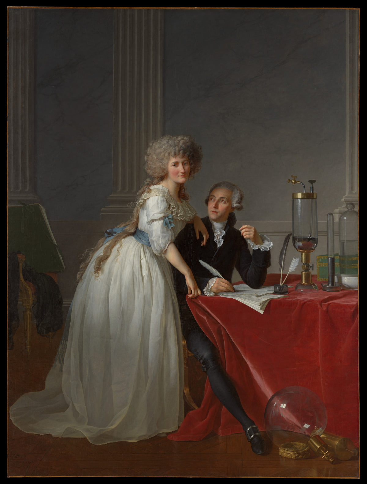 Antoine Laurent Lavoisier 17431794 and Marie Anne Lavoisier Marie Anne Pierrette Paulze, 17581836 by Jacques Louis David - Oil Painting canvas print