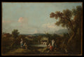 Landscape with Peasants at a Fountain by Francesco Zuccarelli - Oil Painting canvas print