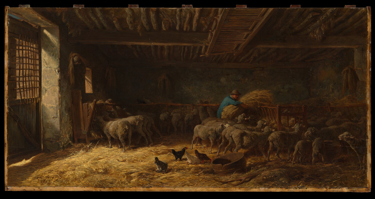 The Sheepfold by Charles Jacque - Classic Art canvas print